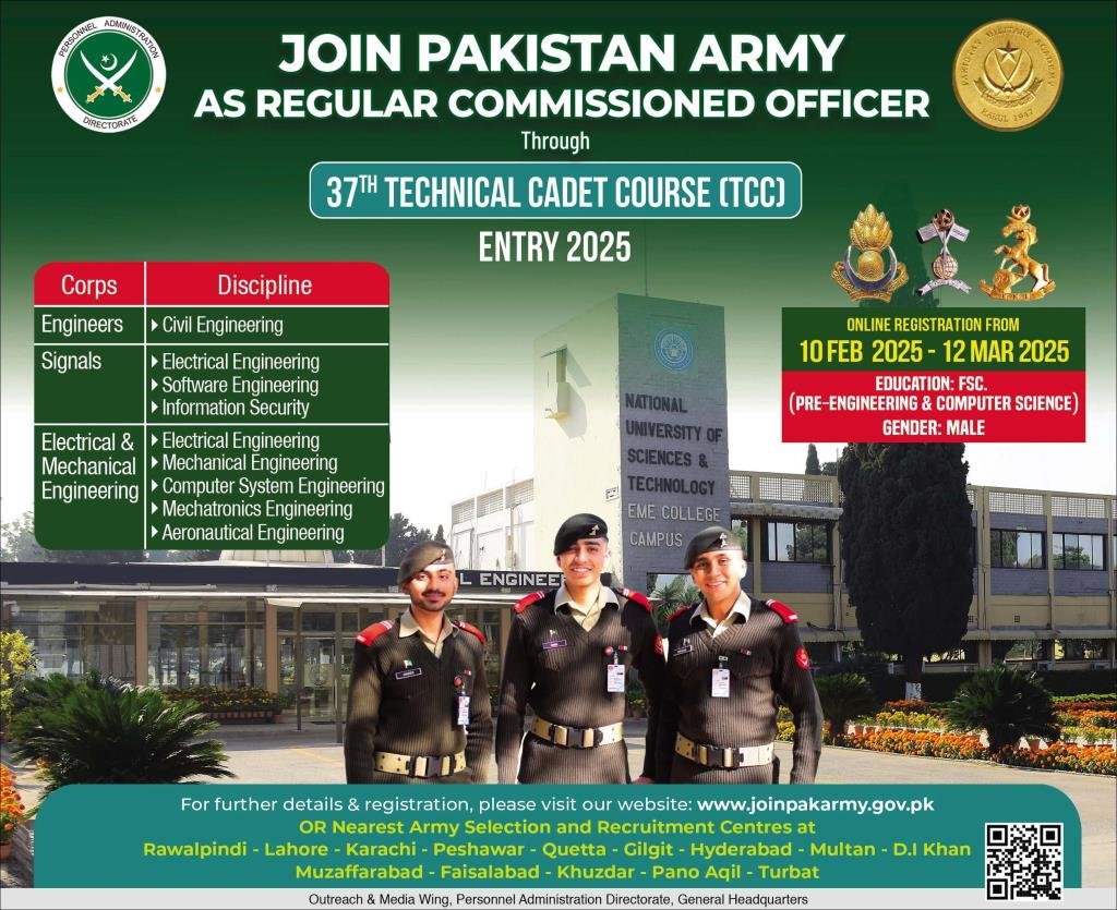 Join Pak Army TCC Batch 37 Commission Jobs 2025