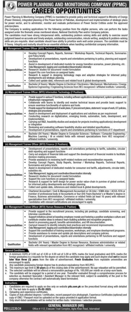 Power Planning & Monitoring Company Jobs 2025 