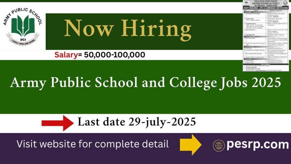 Army Public School and College Jobs 2025