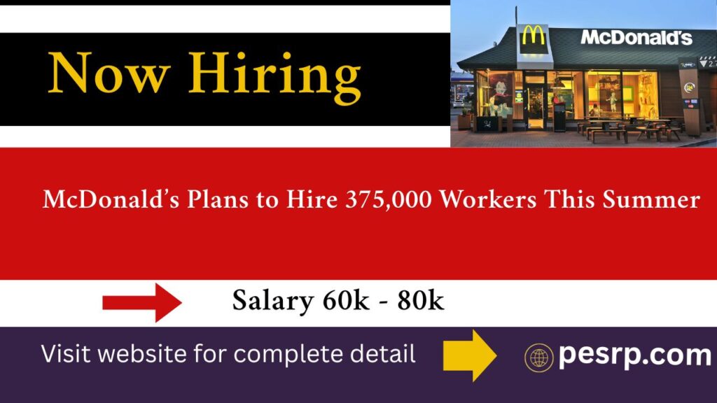McDonald’s Plans to Hire 375,000 U.S. Workers This Summer